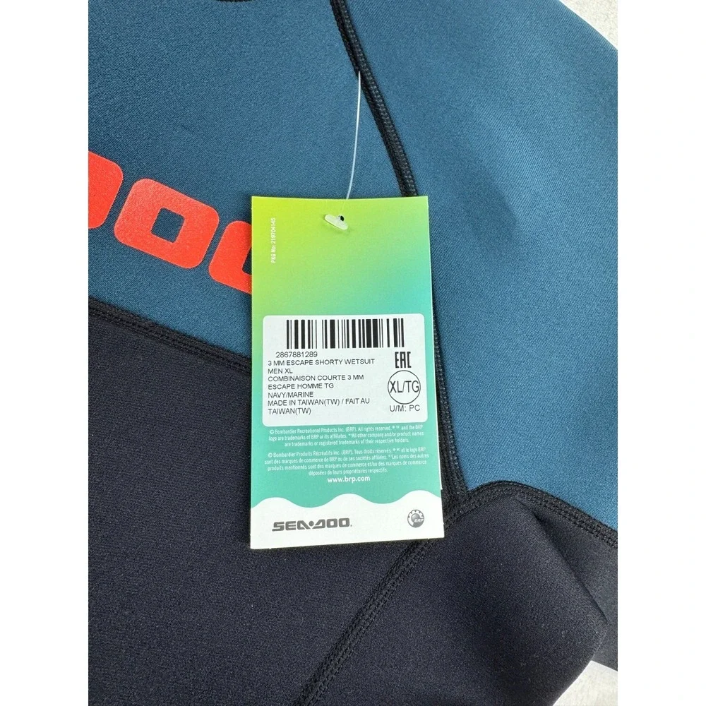 NWT Sea-Doo 3 mm Escape Shorty Wetsuit Men's XL Navy Blue Long Sleeve Sports - Picture 8 of 12